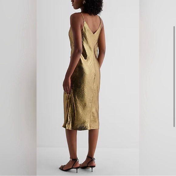 Express Downtown Metallic Cami Midi Dress - Size M - Picture 2 of 6